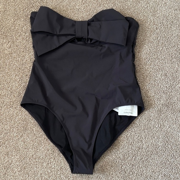 Size 8: & Other Stories Bow Open Back One-Piece Swimsuit in Black, NWT - Picture 9 of 16